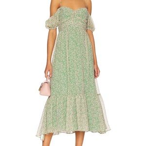 Cold Shoulder Chiffon Midi Dress